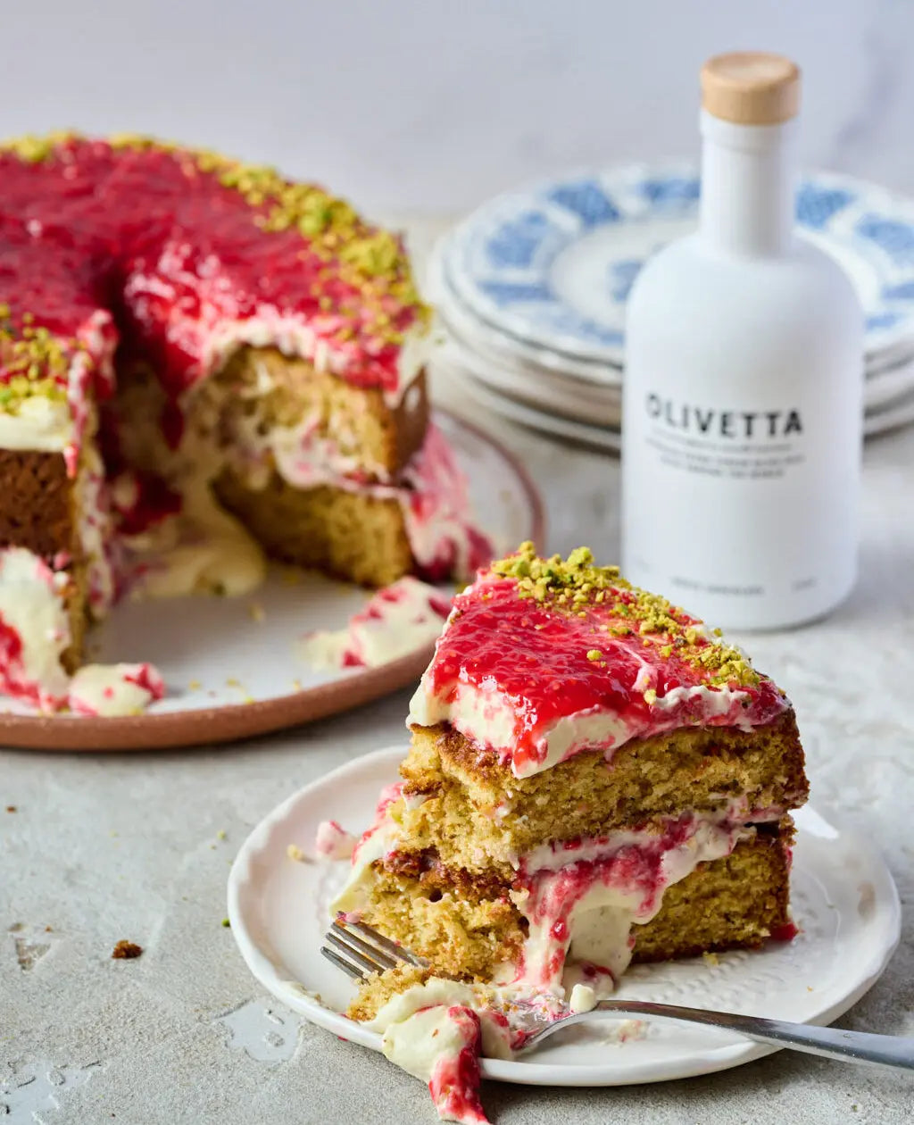 Daen Kelly Recipe: White Chocolate, Pistachio and Raspberry Olive Oil Cake
