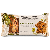 Trentham Tucker Fig & Olive Crispbread 120g pack, Australian made artisan crispbread