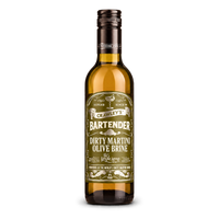Crawleys Dirty Martini Olive Brine 375ml in a glass bottle with Bartender label