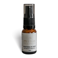 Milie Organics Brightening Eye Cream 15ml with bakuchiol, prickly pear oil and cucumber extract for brighter, smoother-looking eyes.