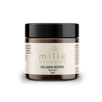 Milie Organics Collagen Restore Cream 60ml overnight moisturiser with bakuchiol, peptides and ceramides for firmer, smoother skin.
