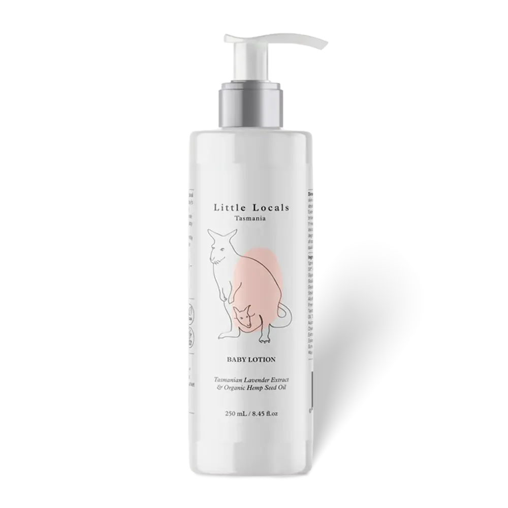 Milie Organics Little Locals Baby Lotion 125ml with Tasmanian olive oil for gentle hydration and nourishment of delicate baby skin.