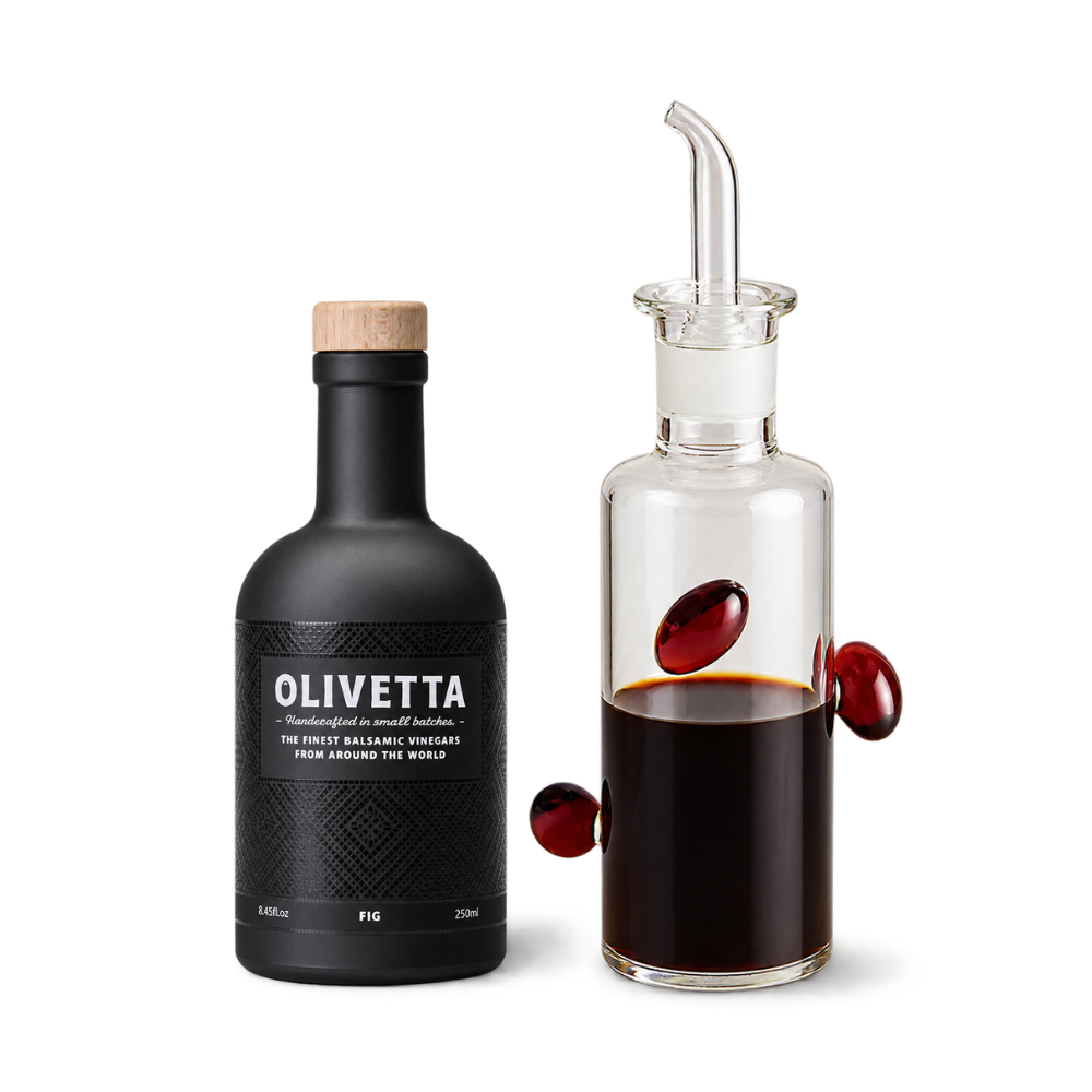 The Balsamic Pourer Set with 250ml Maison Balzac Balsamic Pourer and Olivetta Fig Flavoured Black Balsamic Vinegar 250ml
