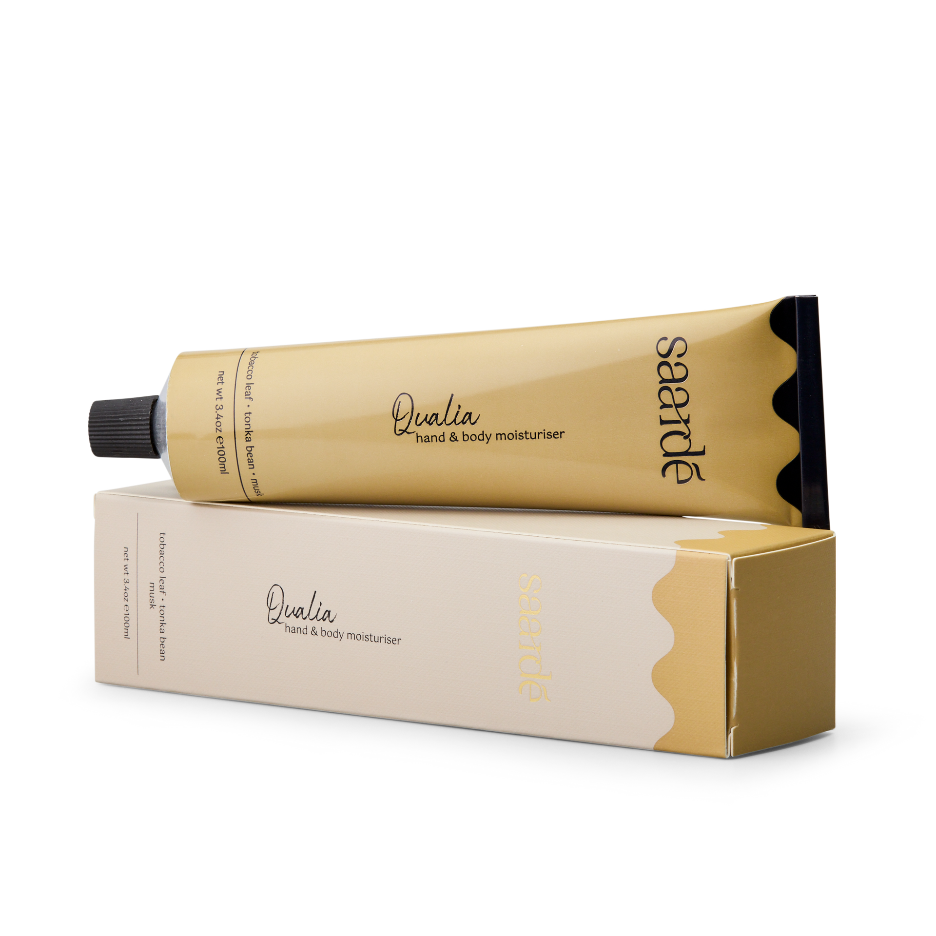 Saardé Qualia 100ml Hand & Body Moisturiser Tobacco Leaf, Tonka Bean Musk
